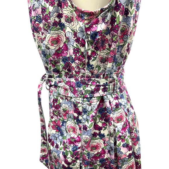Tommy Hilfiger Fit & Flare Floral Dress Belted Sleeveless Cotton Lined 14 - Picture 3 of 4